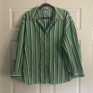 Green and blue striped dress shirt